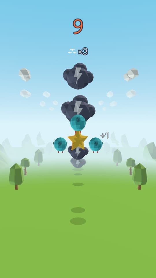 Flock League screenshot 1: the V-shaped flock facing an obstacle
